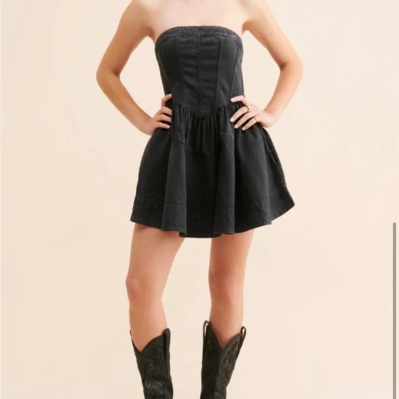 Free People Black Strapless Candace Corset Mini Dress – Women’s Large – EUC - Picture 4 of 9
